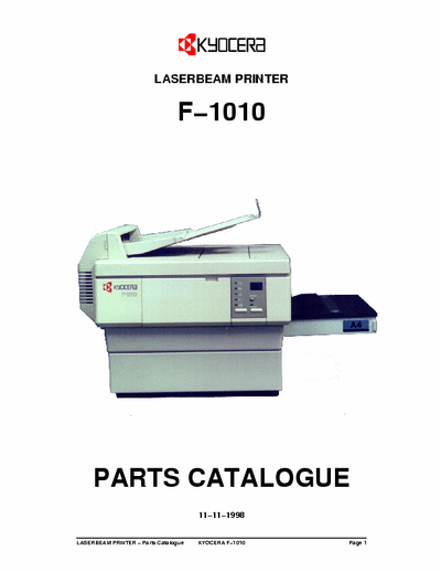 Kyocera F-1010 Kyocera Laserbeam Printer  F-1010 Parts Manual